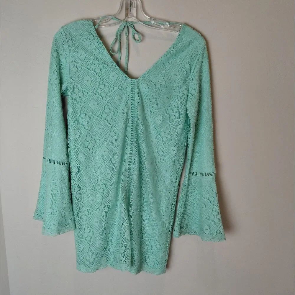 Francescas Alya new NWT lace minty green dress Bell Sleeves XS